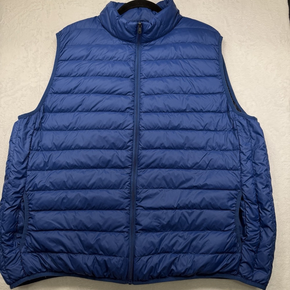 Saddlebred Men's Blue Quilted Lightweight Puffer Vest Full Zip Stand-Up 2XL